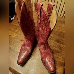 Red Embroidered Cowboy boots 7.5 Womens